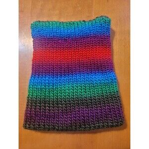 Handmade Rainbow Knit Cat Ear Beanie – Colorful OOAK Uniquely Hand Knitted Hat